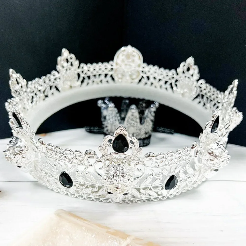 Silver Skull Crown, Skeleton King Crown, Gothic Crown, Renaissance Faire Crown - Picture 6 of 10